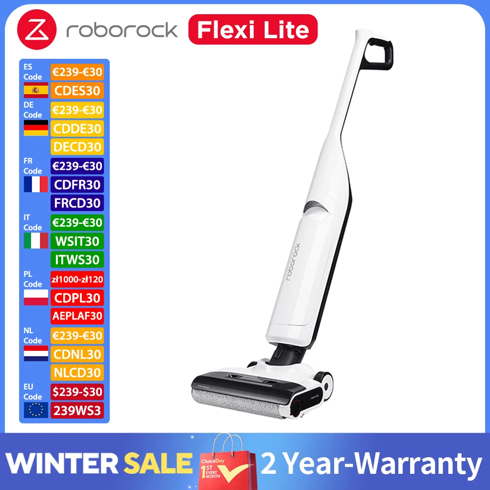 Roborock Flexi Lite Wet and Dry Vacuum Cleaner 17000Pa Suction Samrt Cleaning Flexible Lightweight Roller-Cleaning