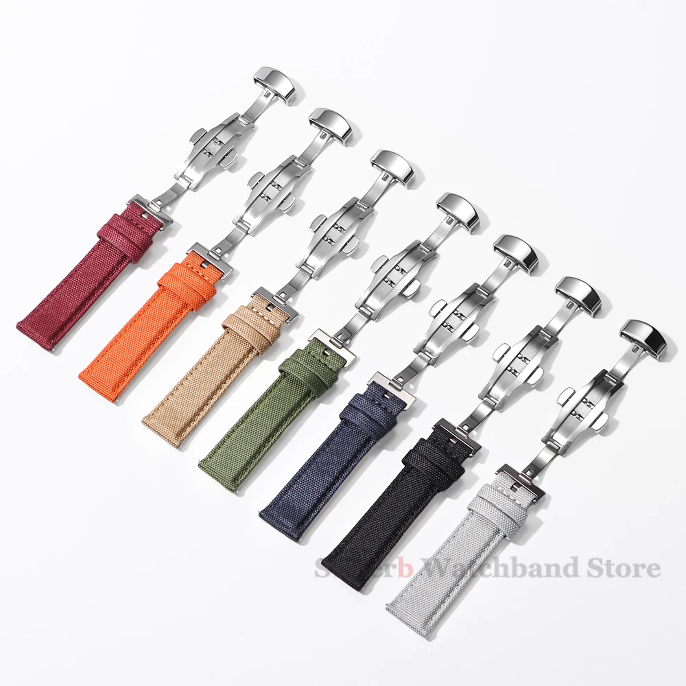 20mm 22mm Sailcloth Watch Strap for Omega for Seiko Nylon Watchband Quick Release Waterproof Sport Band Butterfly Buckle