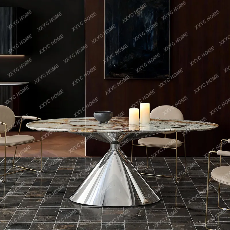 

M Pandora imported natural luxury stone dining table modern simple light luxury water drop shaped household marble