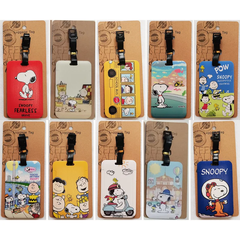 Snoopy Fashion Luggage Tags Fashion Portable Men Women Travel Accessories Baggage Label Name ID Address Holder Card Cover