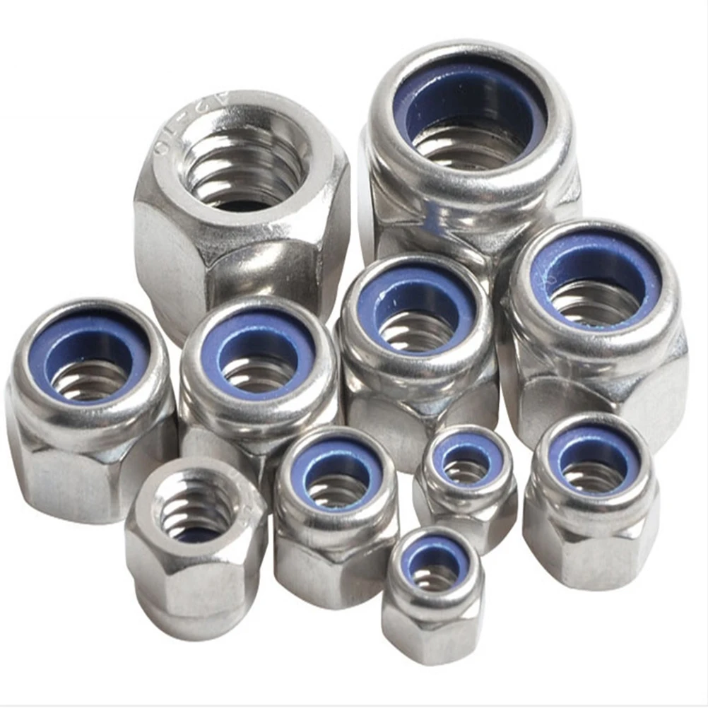 

200pcs Lock Nut Stainless Steel 304 With Nylon Insert Nuts Corrosion Resistant Hex Nut For Indoor Outdoor Use