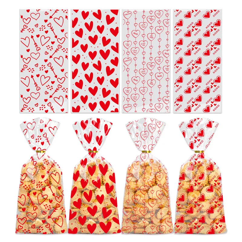 Spread the Love with Our Valentine's Day Candy Cookie Gift Packaging Bags - Set of 100 in Various Colors!