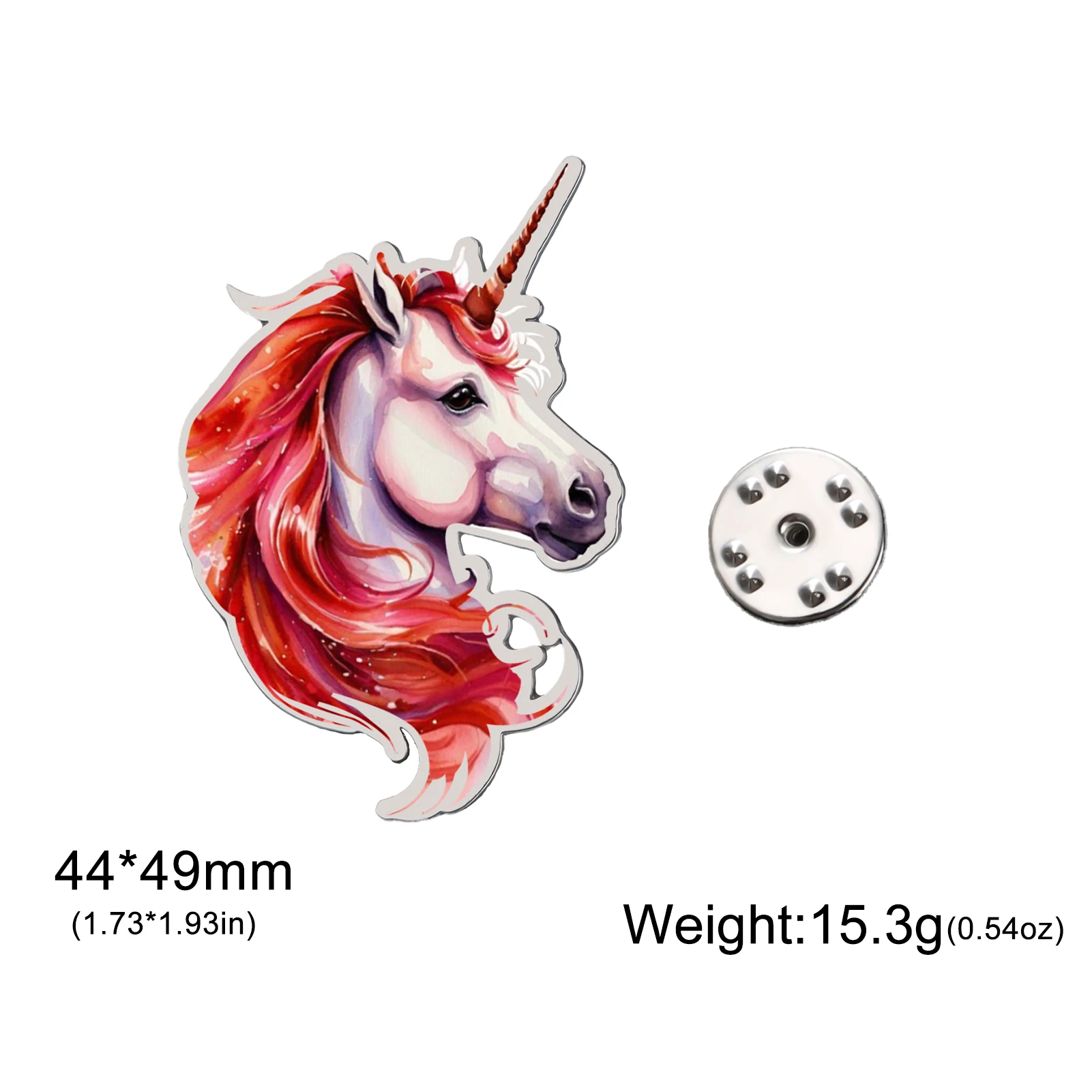 Lucktune الملونة المطبوعة يونيكورن دبابيس الفولاذ المقاوم للصدأ الحيوان دبابيس معدنية الرجال قميص نسائي شارات التلبيب دبابيس مجوهرات هدايا