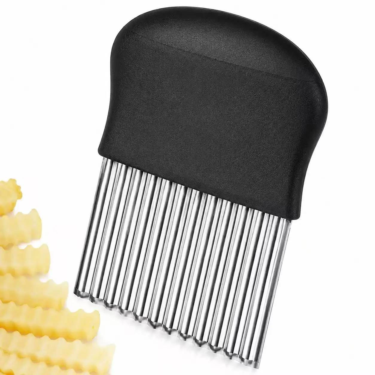 Stainless Steel Ripple Cutter Knife, Wave Potato Chip Slicer, Vegetable Crinkle Cutting Tool for French Fries, Salad and Kitchen