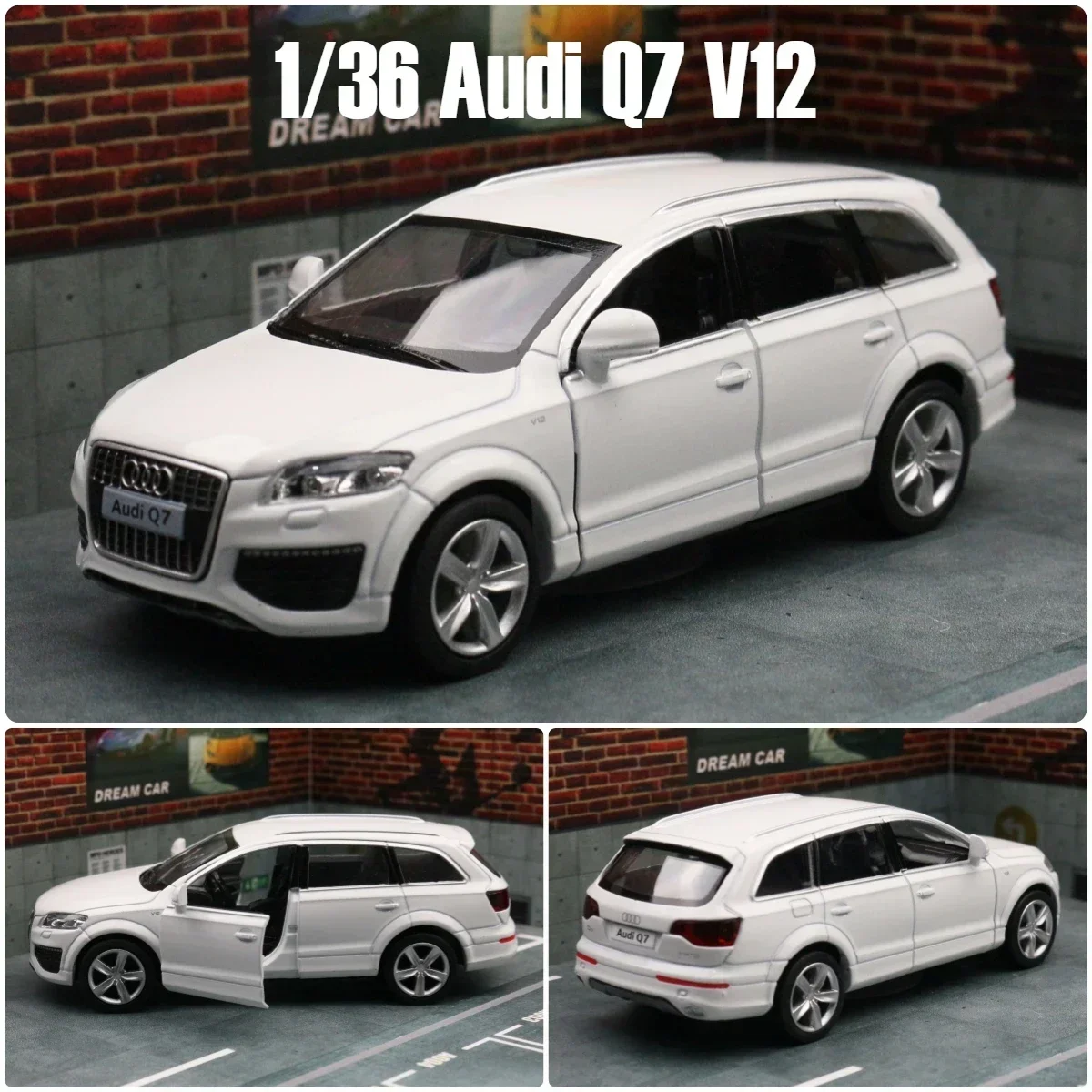 

1:36 Audi Q7 V12 Toy Car Model For Children RMZ CiTY SUV Sport Diecast Alloy Vehicle Miniature Pull Back Collection Gift for Boy