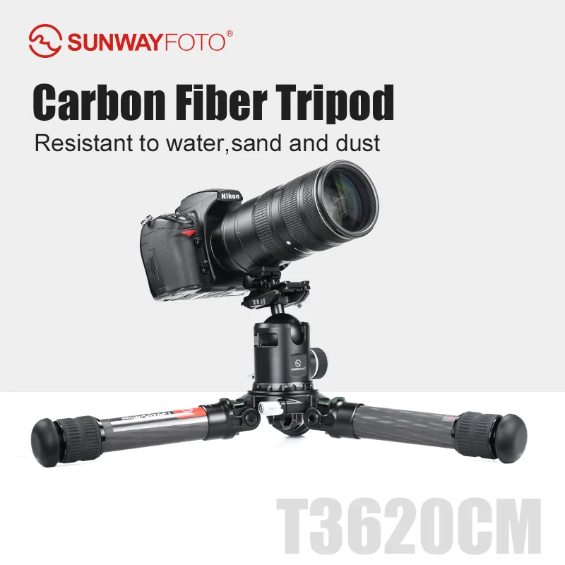 SUNWAYFOTO T3620CM 36mm,2 Sections,Short Heavy Duty Carbon Fiber Tripod for Video Photography ,load 88lb(40kg)