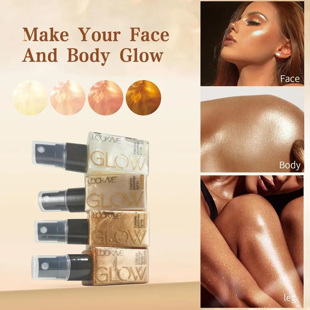 Shimmer Oil Spray Waterproof Long Lasting Moisturizing Gold Bronze Contour Brightening For Face Body Sparkle Liquid Highlig U4U9