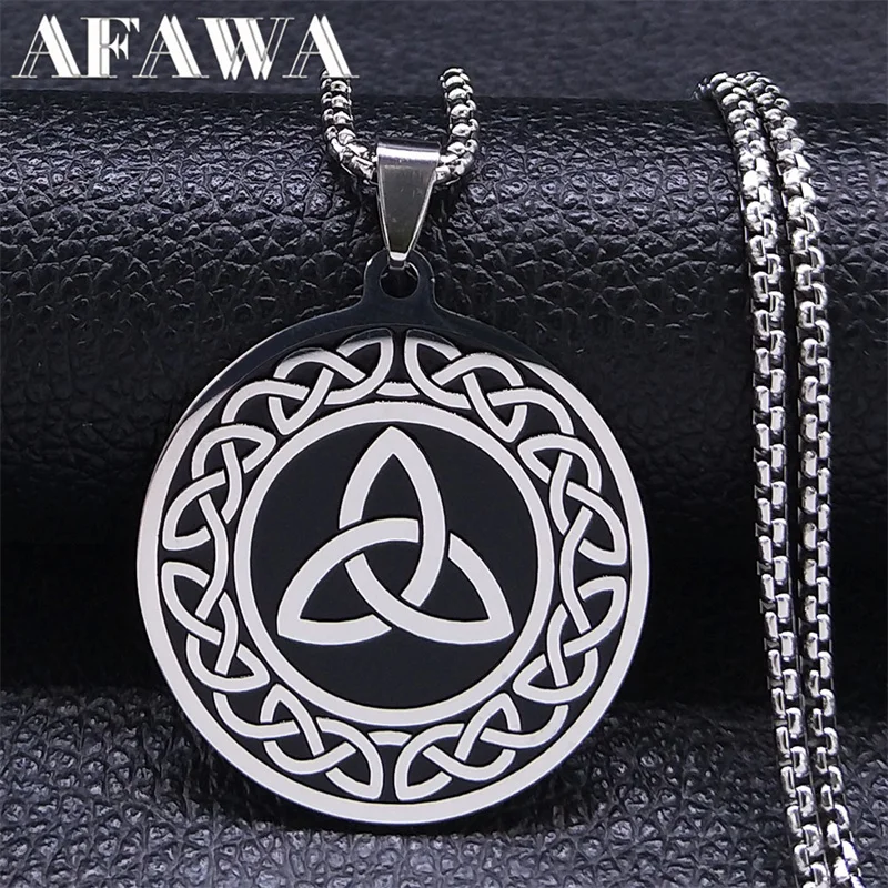 Viking Celtic Irish Knot Necklace Women/Men Stainless Steel Trinity Symbol Amulet Necklaces Jewelry  cadenas para hombre N3345S2