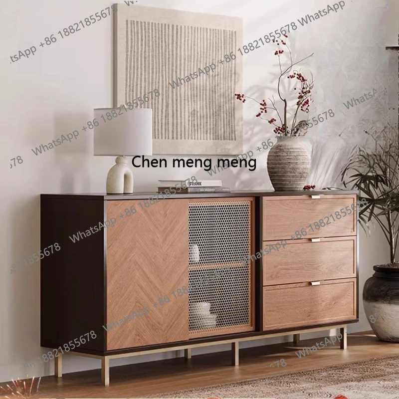 

Vintage Style Solid Wood Sideboard Entryway Cabinet Retro Light Luxury Wall-Mounted Storage Tea Cabinet