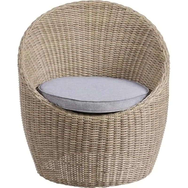 Strafford All-Weather Wicker Outdoor Set with Two Chairs and 18" H Cocktail Table, Rattan Brown