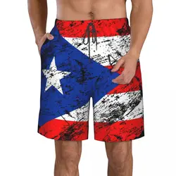 2023 Polyester Puerto Rico 3D Men's Beach Shorts Vintage Country Flag Shorts Streetwear Beach Pocket Running Summer usa Pants