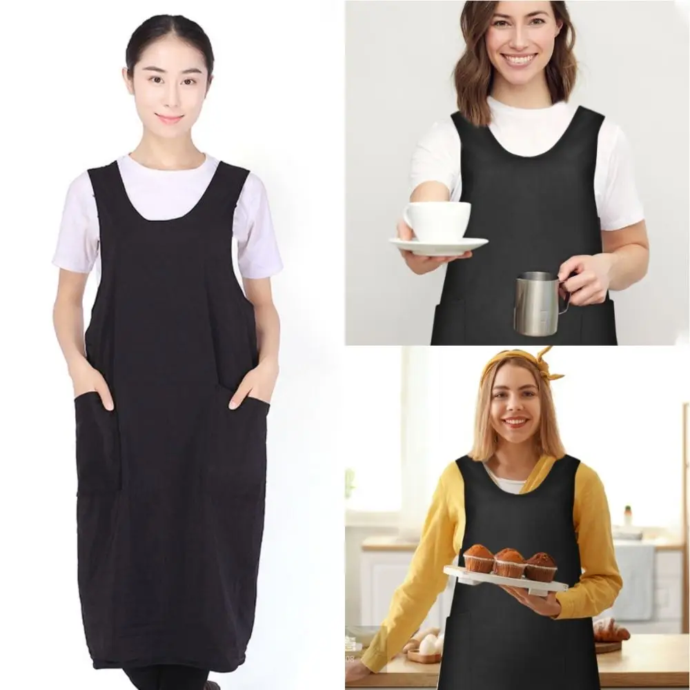 

Professional Barber Shop Work Clothes with Pockets Soft Hair Salon Uniforms Breathable Antistatic Cross Hairdressing Apron
