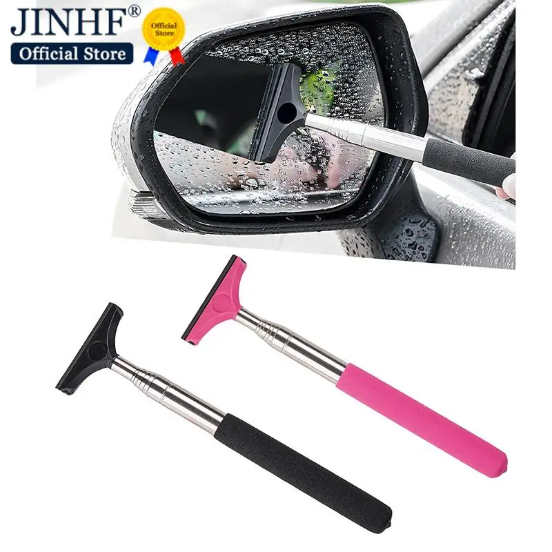 Car Rearview Mirror Wiper Telescopic Auto Mirror Squeegee Cleaner 98cm Long Handle Car Cleaning Tool Mirror Glass Mist Cleaner