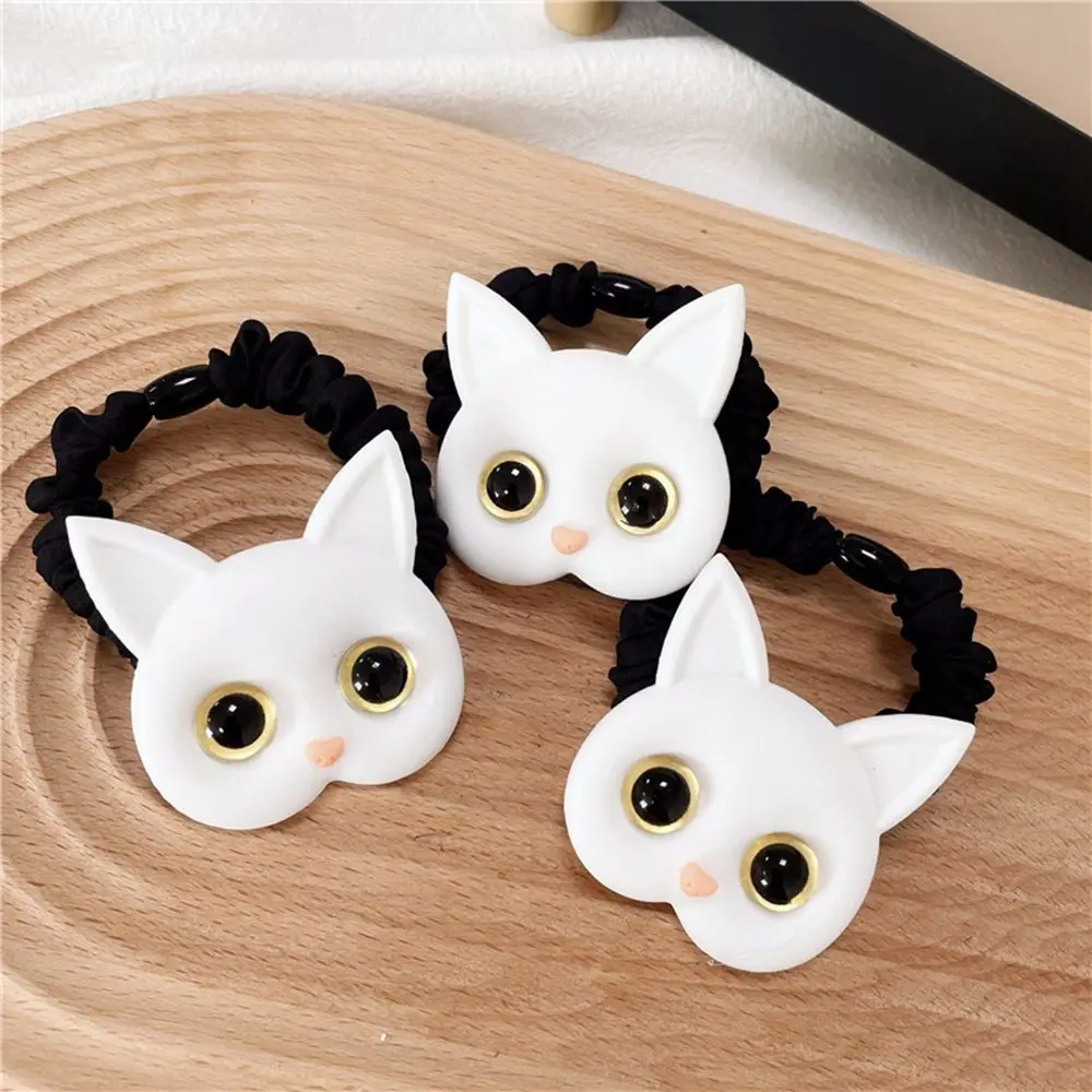 Simples elástico feminino coreano acrílico animal feminino laços de cabelo gatinho headwear dos desenhos animados corda de cabelo scrunchies