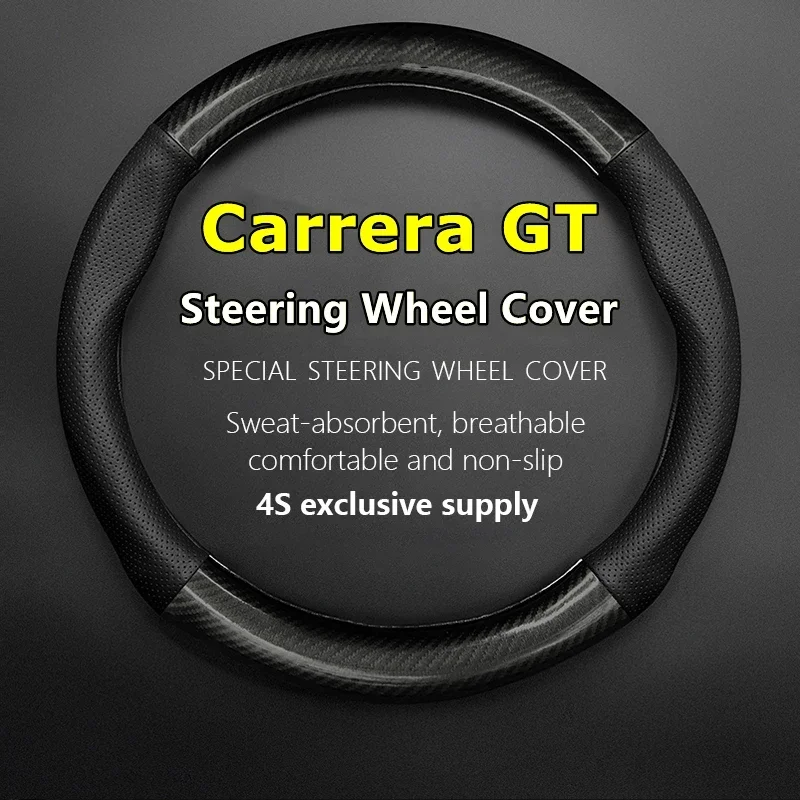 No Smell Thin For Porsche Carrera GT Steering Wheel Cover Genuine Leather Carbon Fiber Fit 5.7L 2005 2004 2005