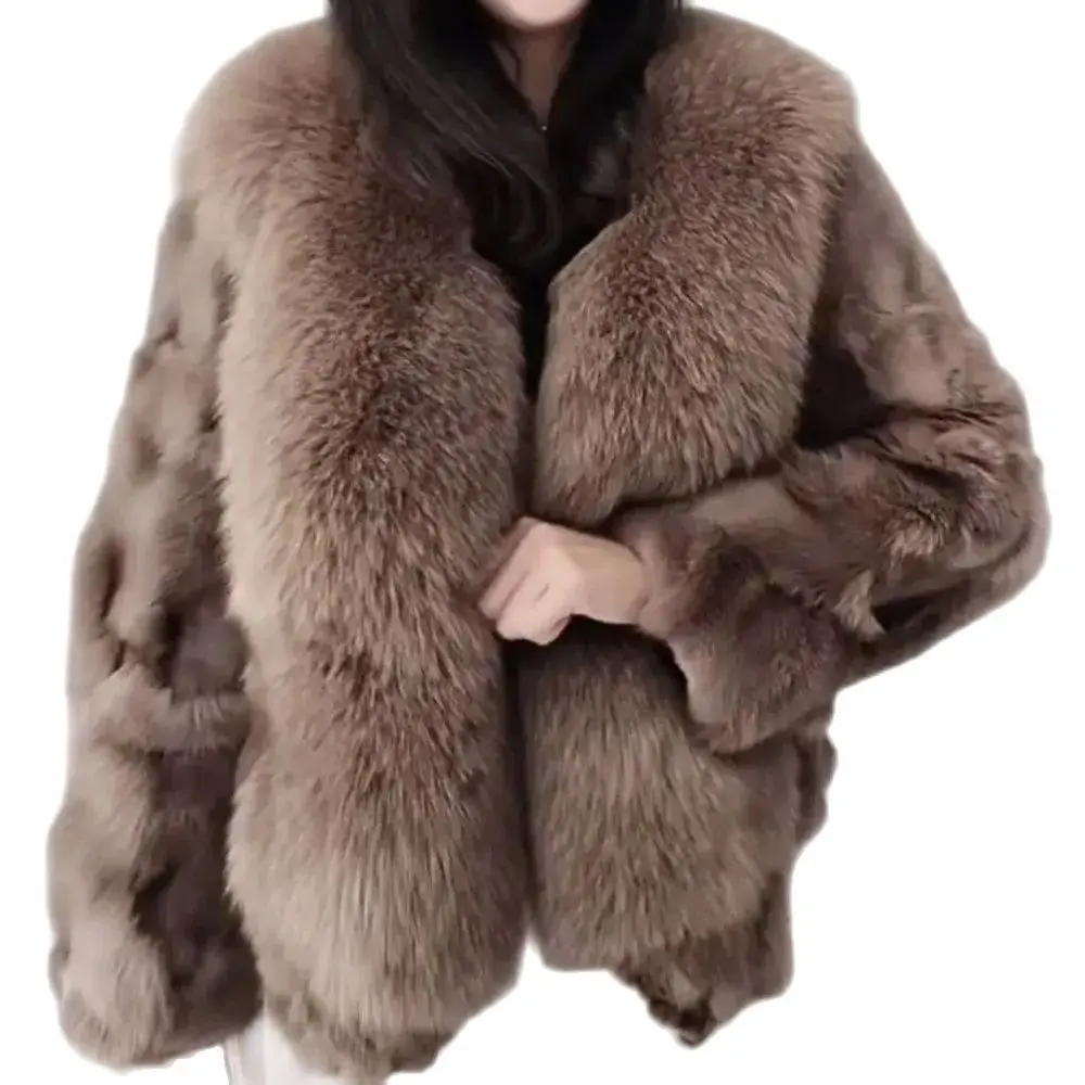 

Fox Fur Coat In Autumn And Winter Of 2024, The New Whole Skin Fox Fur Temperament, Fashionable And Casual Fur Warm Coat, Female.