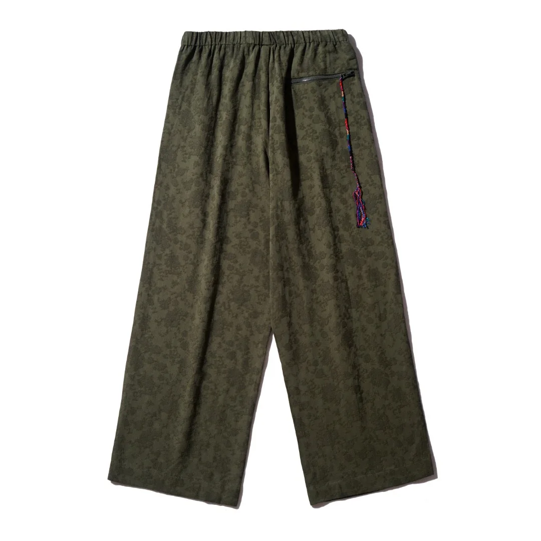 Spring Outfit - Seasonal Jacquard Original Designer Loose Fit Military Green Trendy Casual Straight Pants