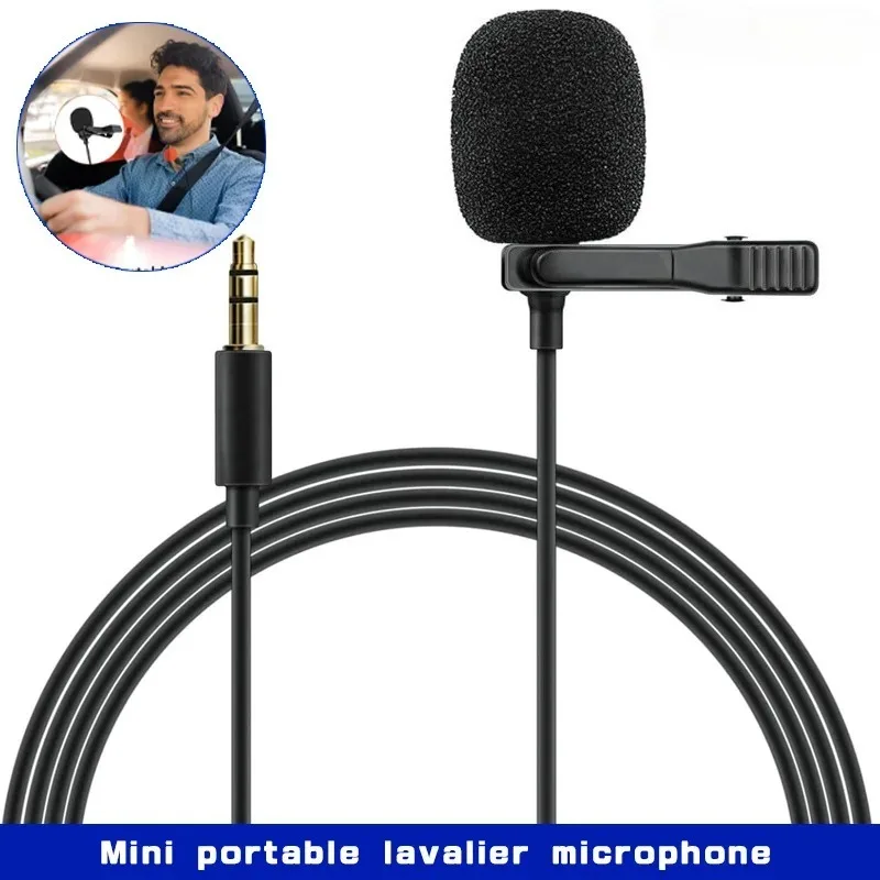 Mini Portable Lavalier Microphone Hands-free Condenser Clip-on Lapel Mic Wired USB 3.5mm Microfon for Phone for Laptop PC