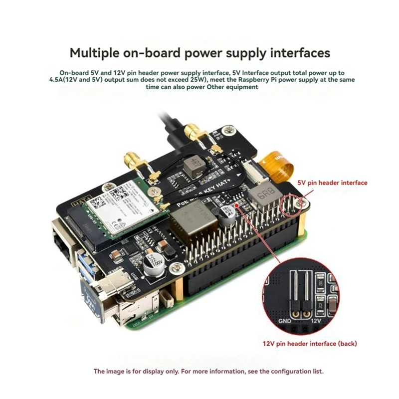 لـ Raspberry Pi 5 Pcie إلى M.2 E KEY مع قبعة Poe + تدعم بطاقة الشبكة اللاسلكية NGFF/بلوتوث لـ RPI 5