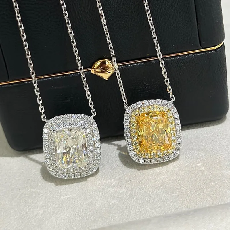 

100% стерлингового серебра 925 пробы, цирконий AAA, квадратная форма, кулон, ожерелья для женщин, ювелирные изделия