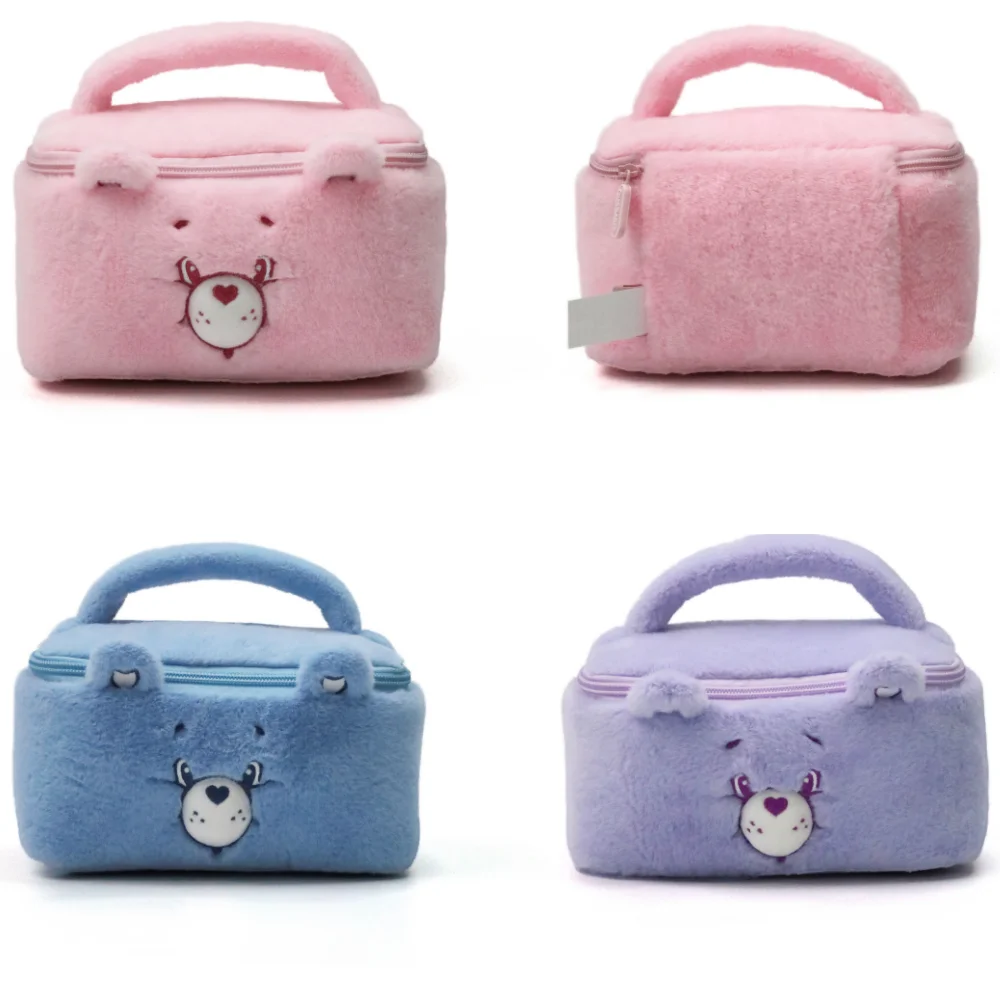 Borsa per cosmetici in peluche Care Bears, borsa da viaggio per articoli da toeletta con orsetto arcobaleno, grande capacità, per ragazze e donne, mor