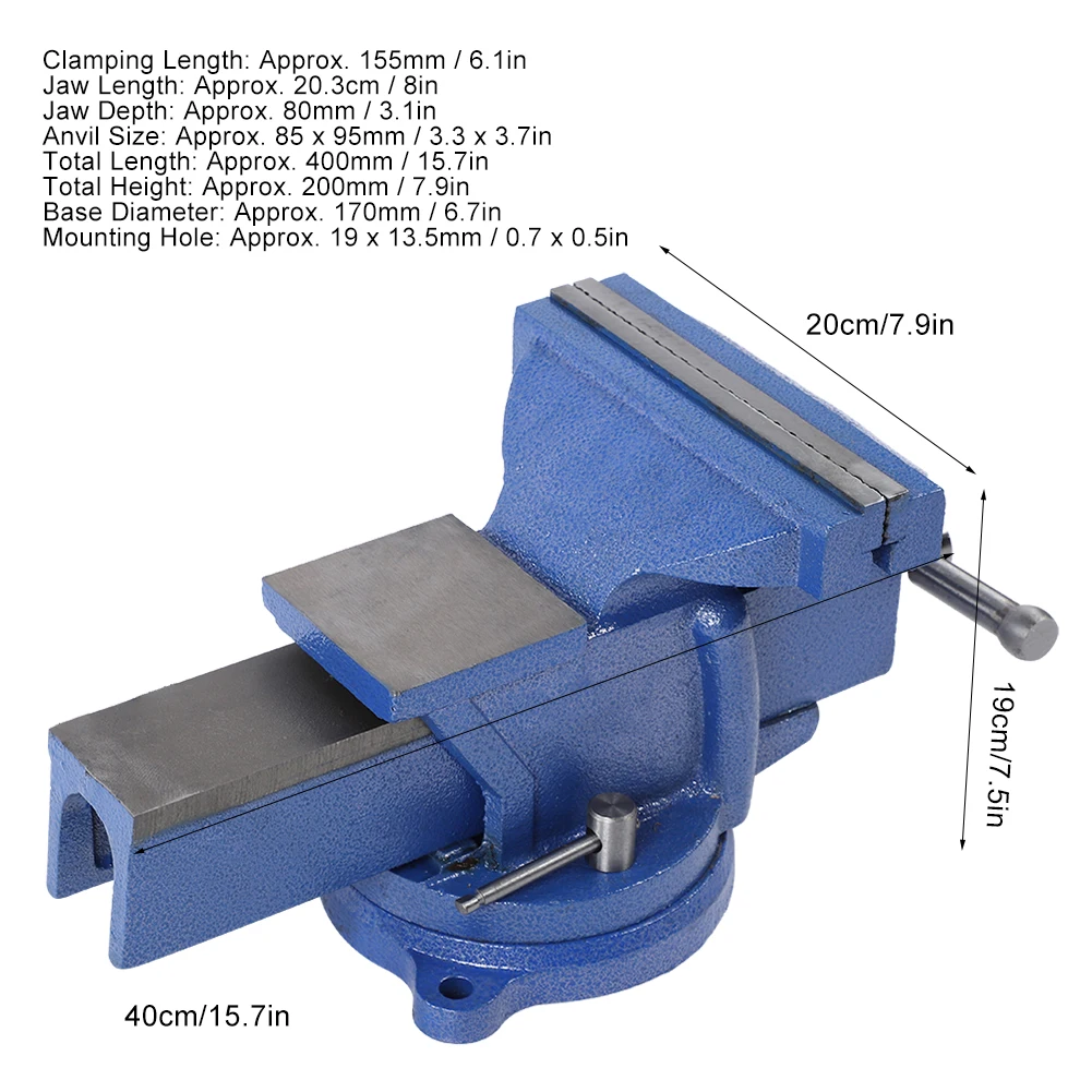 8 inch Professional Bench Vise Table Accurate Flat Nose Pliers Fixed Fixture Clamp Tools 14kg Load Capacity Vise Clamp Tools