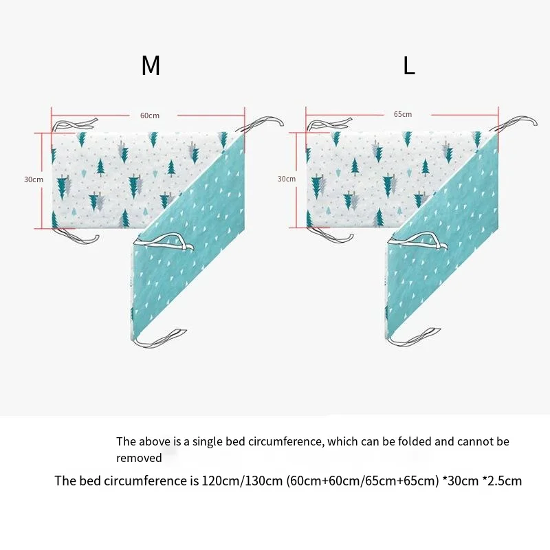 Cerca de cama anti-colisão infantil, Guardrail de algodão bebê, Circunferência de cama à prova de queda