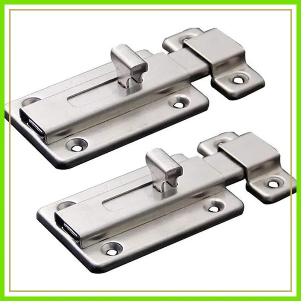

2 Pack Stainless Steel Sliding Door Bolt Lock, Surface Mounted Slide Bolt for Interior Doors, 3 inch