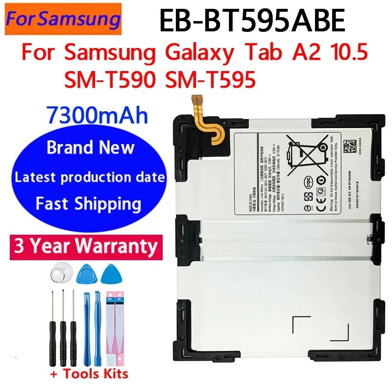 100% NEW 7300mAh For Samsung Galaxy Tab A2 10.5 SM-T590 T595 Lightweight EB-BT595ABE High Compatibility Tablet Battery