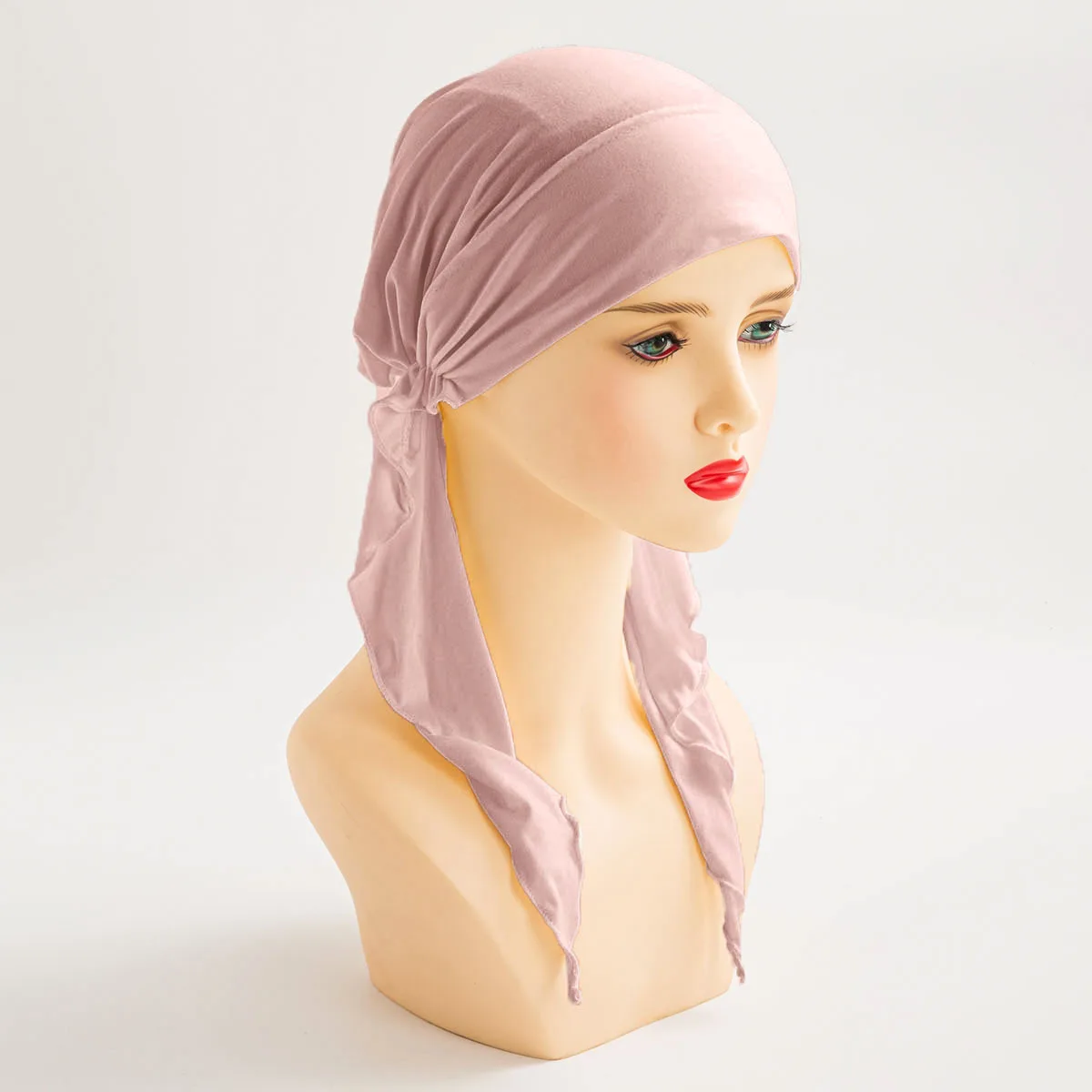 Turban Hat Arc Hat Solid Color Turban Hat Muslim Women\'s Hat Long Tail Hat Fashion Head For Women