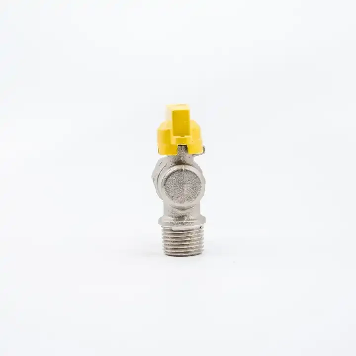 Brass angle gas ball valve with yellow handle female and male