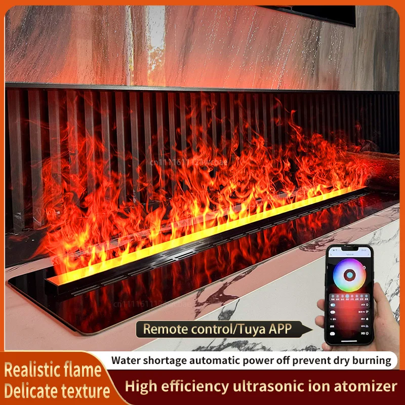 Smart 3D Water Steam Electric Fireplace LED Plug-in APP Control for Living Room TV Wall Indoor Decoration Modern
