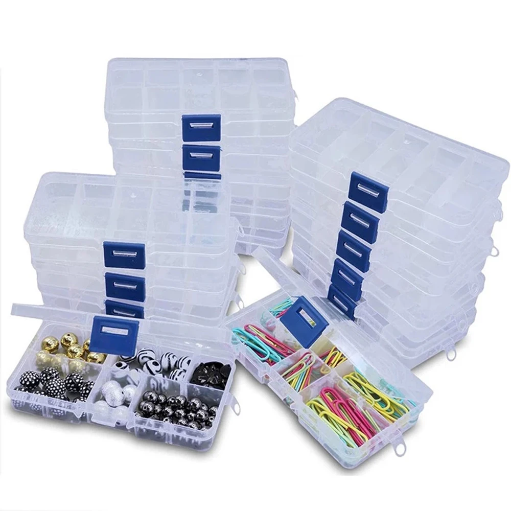 

Connector Fish Accessory Box Transparent Detachable Plastic Square 10 Compartments Fishing Box Fishing Tackle Box Storage Box