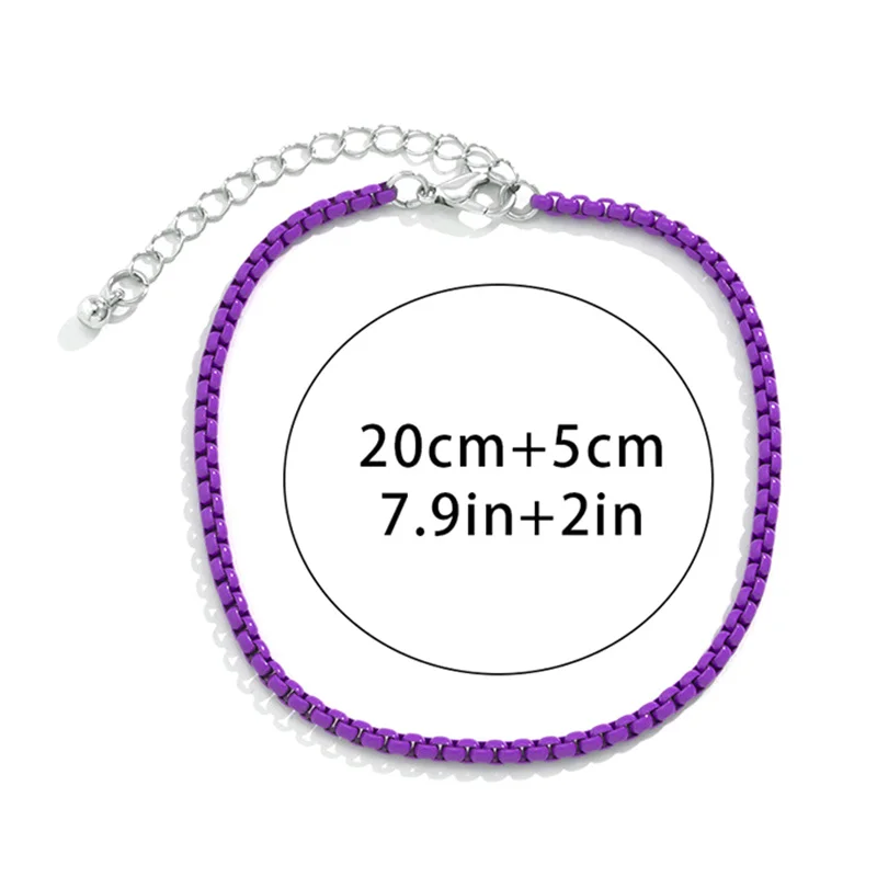 Colourful Adjustable Metal Chain Anklet Bracelet For Women Summer Beach Thin Chain Ankle Barefoot Y2K Female Foot Jewelry
