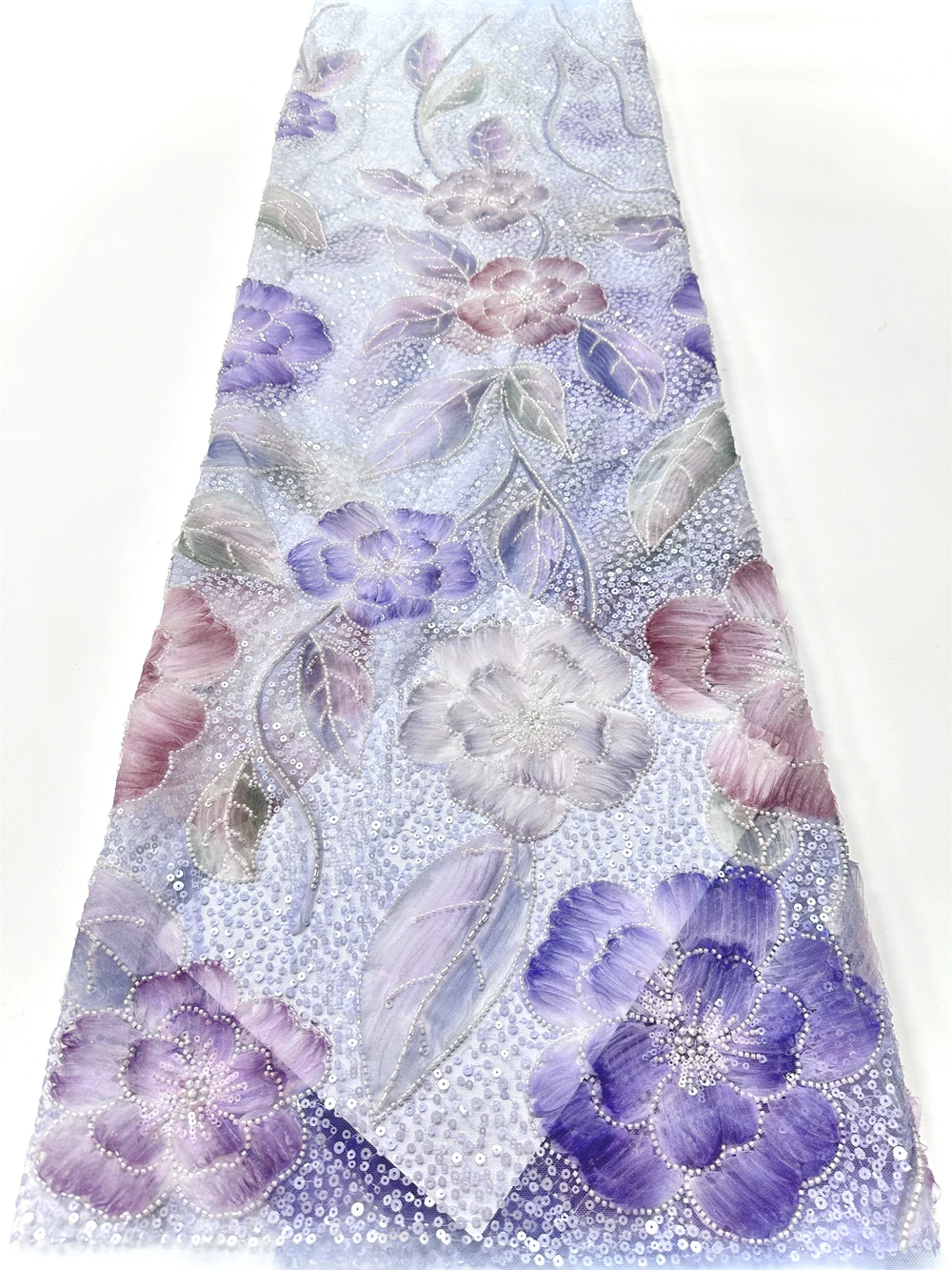 

African Chantilly Net Mulcolor Sequins Lace Fabric 2025 Nigerian Sewing 5 Yards Lace Fabric For Sewing DIY Fabric Party Dress