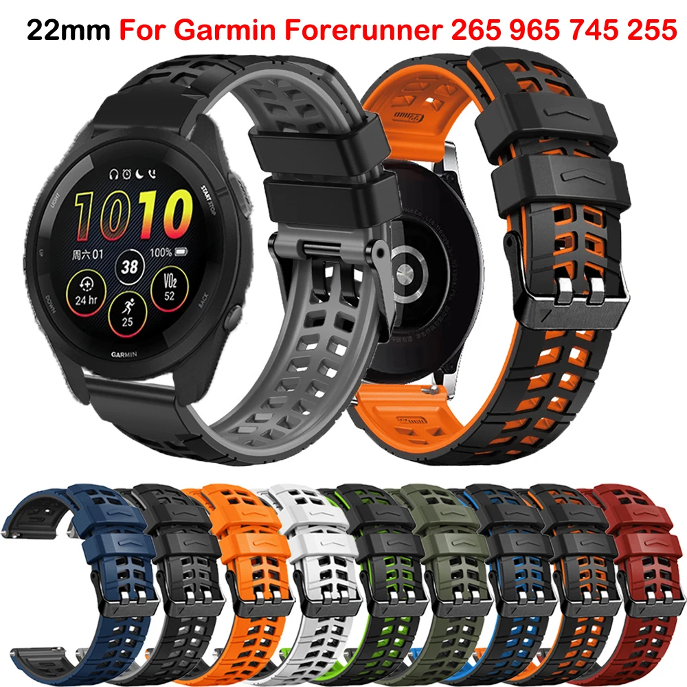 

Ремешок силиконовый для спортивных часов Garmin Forerunner 265 965 745 255, 22 мм