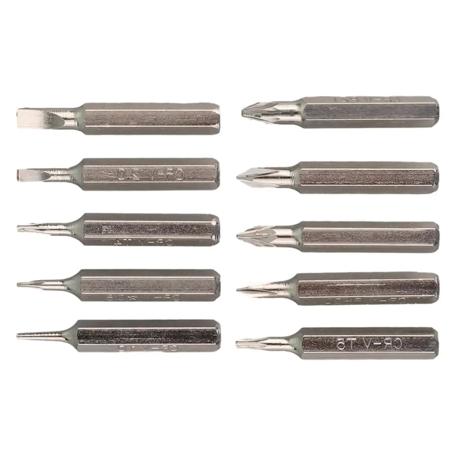 Power Tools Screwdriver Bit Set 10pcs Screwdriver Set Silver Torx Slotted Cross 28mm Length 4mm Shank High Quality