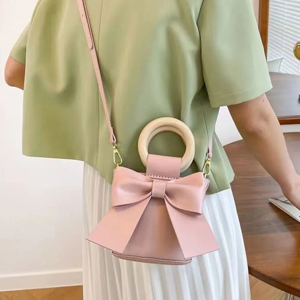 

PU Leather DIY Leather Tote Bag Making Kit Korean Style Cute Bowknot Crossbody Bucket Bag Making Materials