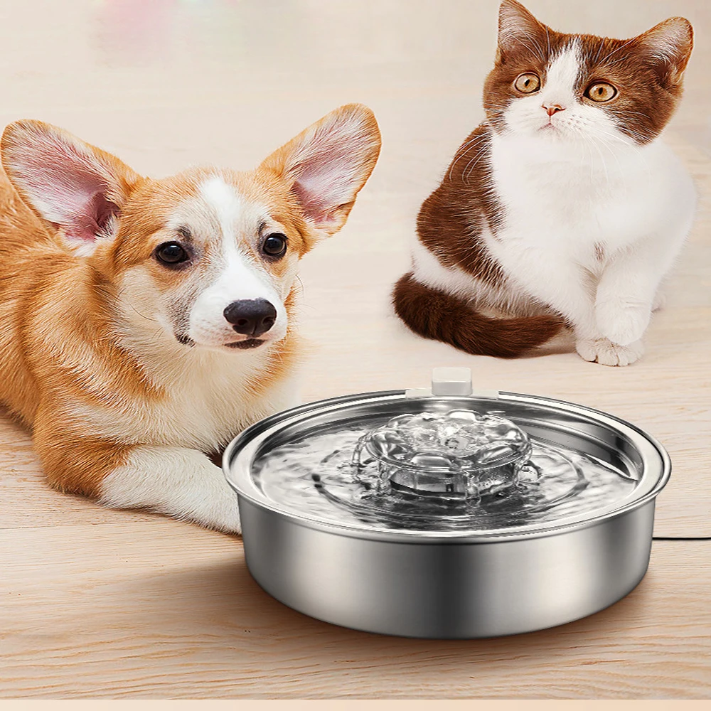 

304 Stainless Steel Water Fountain for Cats,Ultra-Quiet 2.0L/67oz Cat Water Fountain,Auto Pet Water Dispenser for Dogs and Cats