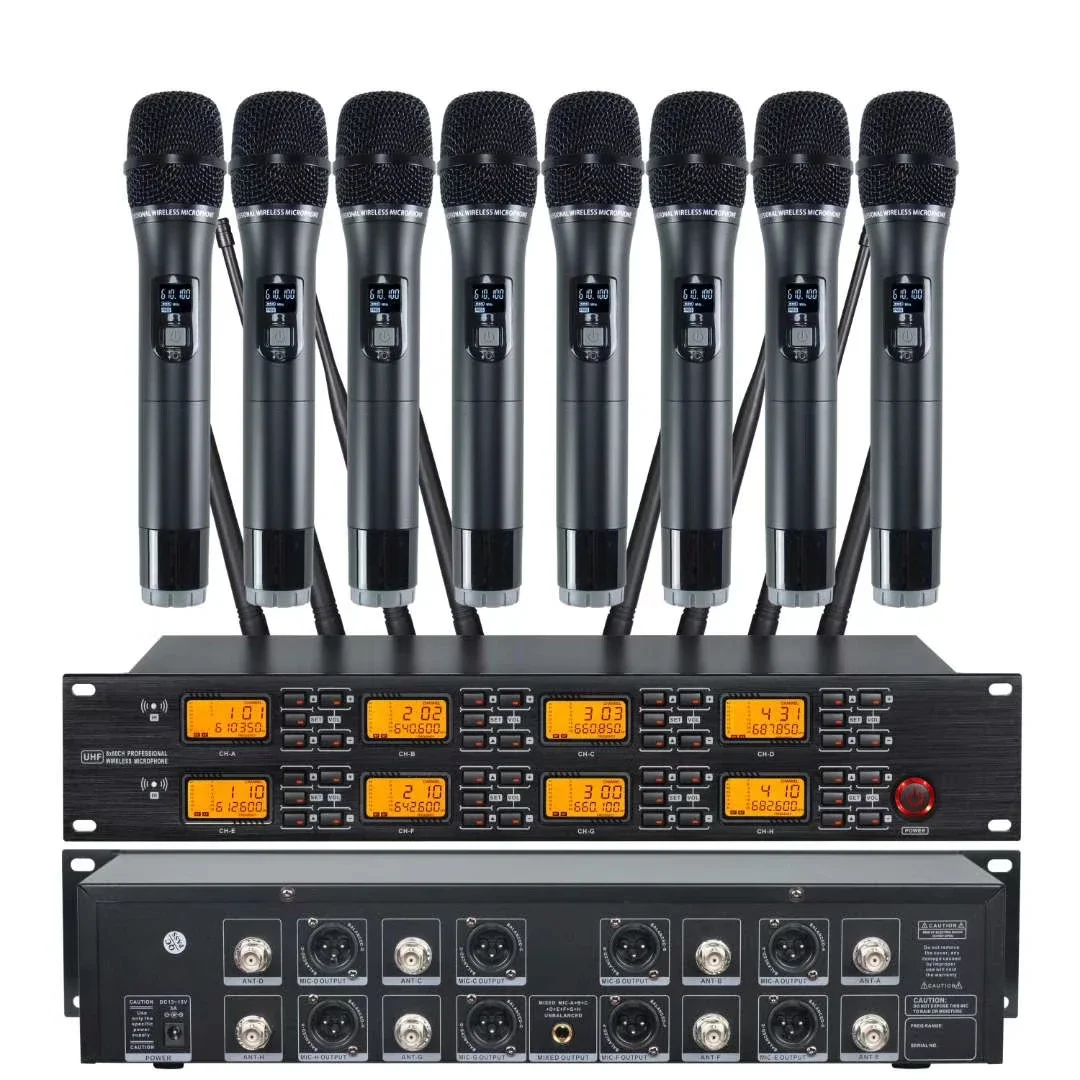 Hot UR-8000-S 640-690mhz UHF Professional Uhf 8-channel Wireless Microphone 8 Wireless Microphone System