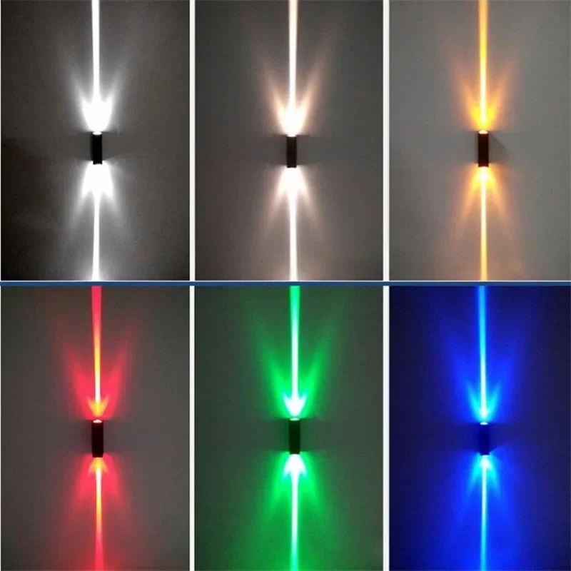 ตกแต่ง Line Beam LED โคมไฟ AC110V-240V 6W 12W Wall Light อลูมิเนียมในร่มกลางแจ้ง IP65 แสงสีแดงสีฟ้าสีเขียวโคมไฟ