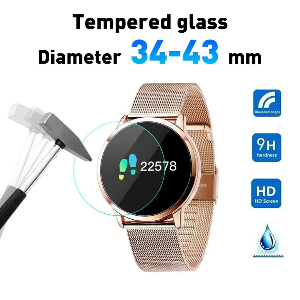 Temperli cam ekran koruyucu Film 2 adet yeni tam boy yuvarlak saatler çapı 34 35 36 38 39 40 42 45 46 mm için akıllı saat