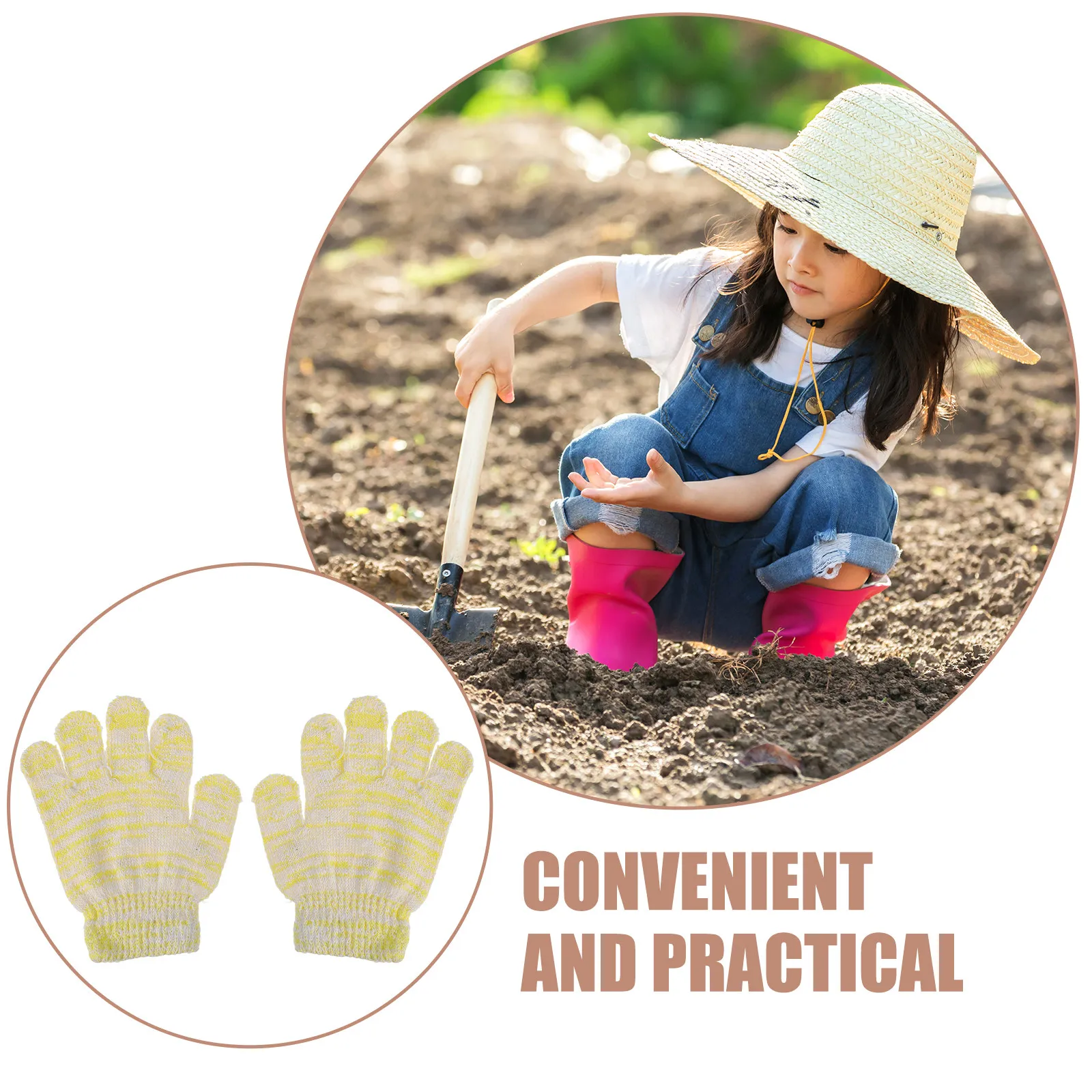 3Pairs Kids Gardening Protective Gloves Reinforced Nonslip Palm Breathable Cotton Labor Hand Mitts for Toddlers Outdoor Yard