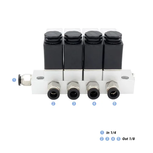 Imagen 2 del producto Válvula Solenoide normalmente cerrada, 2V025, AC220V, DC12V24V, tipo de combinación multidireccional, neumática magnética de aire, 2V025-06, 2V025-08