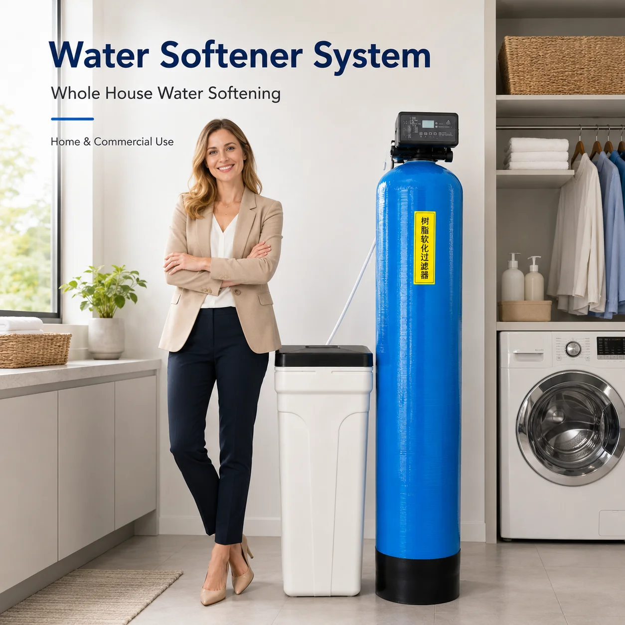 Central Water Softener System for Home Whole House Heater Boiler Protection Anti Scale Food Grade Resin Factory Direct