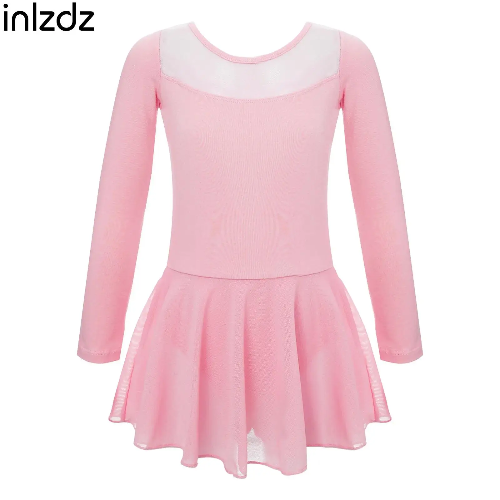 

Kids Girls Long Sleeves Ballet Dance Dress Gymnastics Leotards Ballerina Tutu Dress Dancewear Performance Dance Costumes