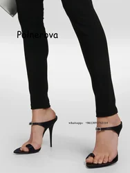 Open Toe Sandals Flip Flop Thin High Heels Women's Shoes Summer Casual Sexy Dress Slip On Temperament Socialite Style Satin Shoe