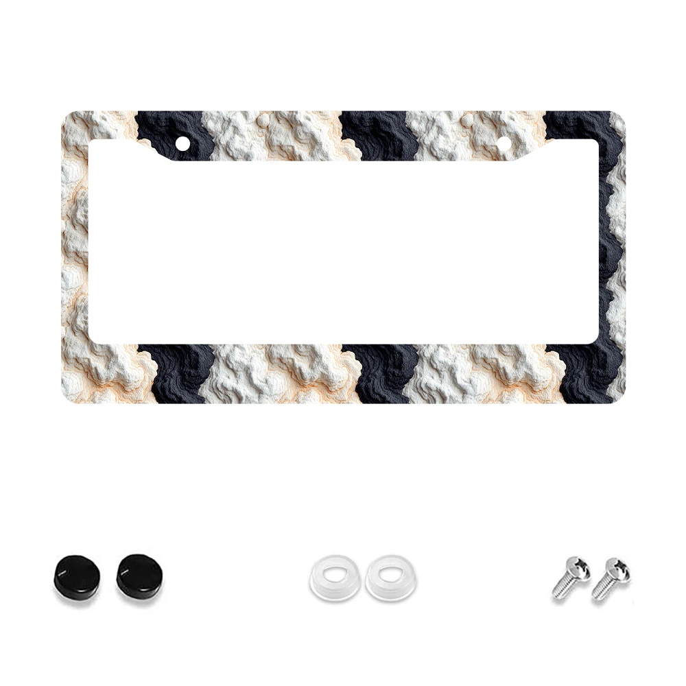 

1 шт. Рамка номерного знака с черно-белым облачным узором и 2 отверстиями, алюминиевый материал, 6x12 дюймов, с набором винтов, новинка в стиле ретро