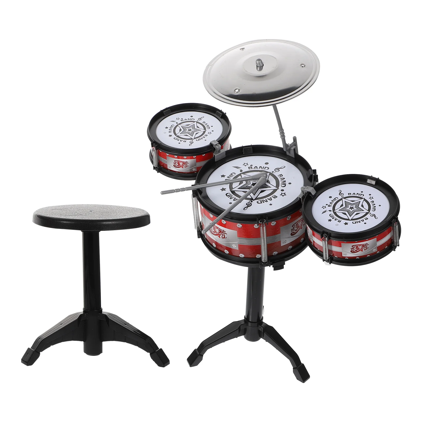 1 set di batteria per bambini, colori assortiti, strumento musicale educativo, baby shower, regalo di compleanno di Natale, giocattolo per batteria musicale