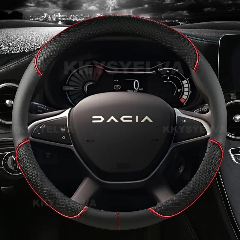 PU Leather Car Steering Wheel Cover For Dacia Spring Dacia Sandero Stepway Crossover For Renault Sandero Auto Accessories